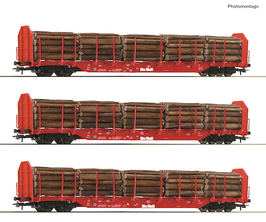 3-tlg. Set: Rungenwagen, OnRail, Privatbahn