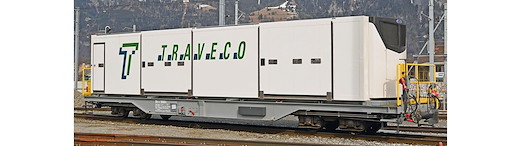 RhB Sb-v 65691 Tragwagen mit Klimacontainer "Traveco"