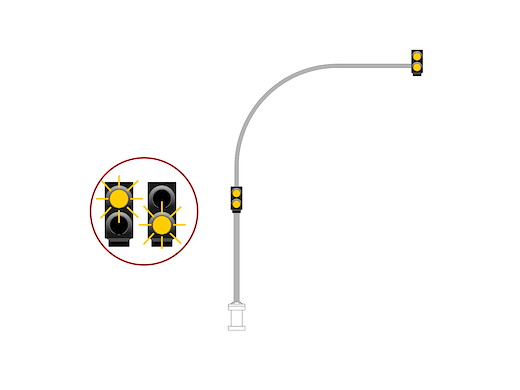 Gelb blinkende Bogenampel - rechts