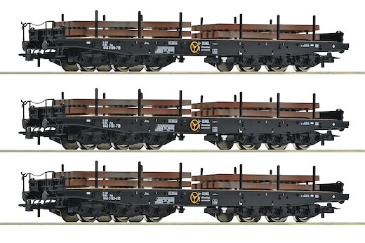 3-tlg. Set: Schwerlast-Flachwagen, NS